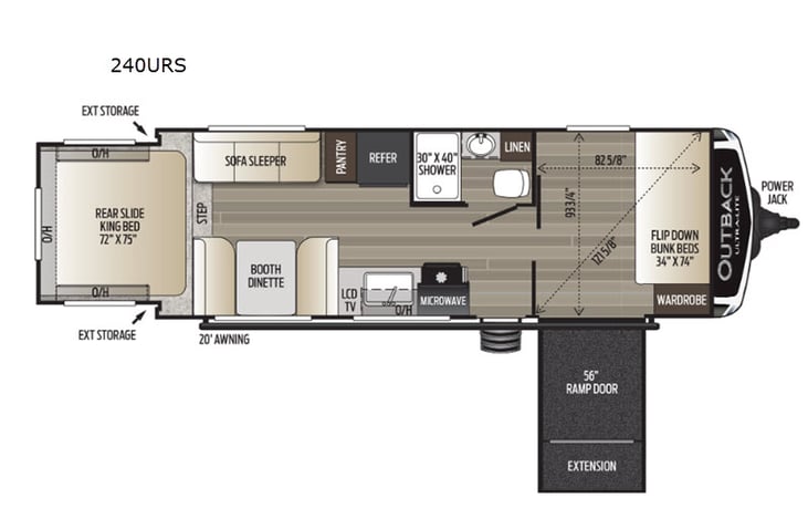 Representative floor plan provided by a trusted RVshare partner.