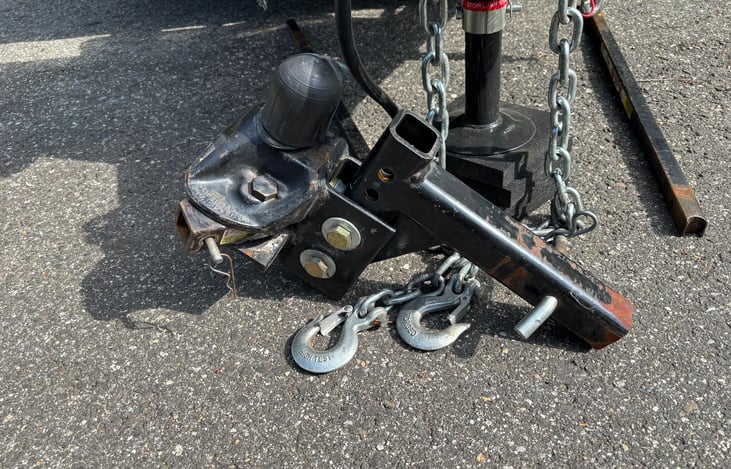Trailer hitch will go into your vehicle's receiver.