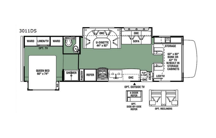Representative floor plan provided by a trusted RVshare partner.