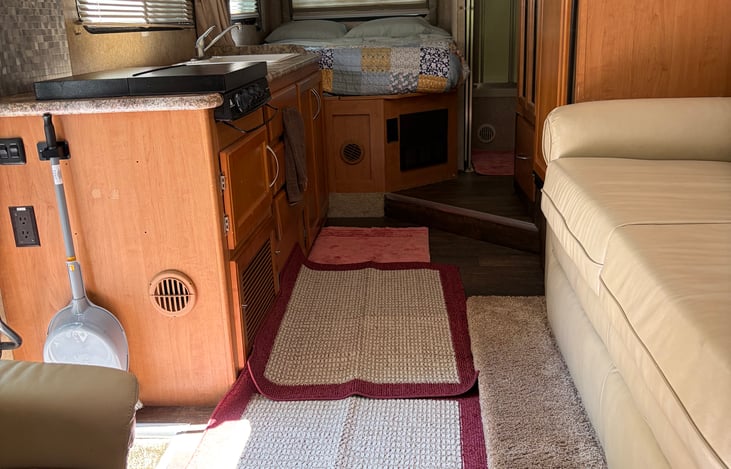 Interior picture with slide in.  Bathroom is still accessible.