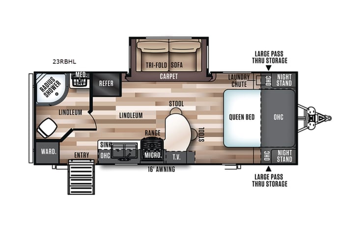 Representative floor plan provided by a trusted RVshare partner.