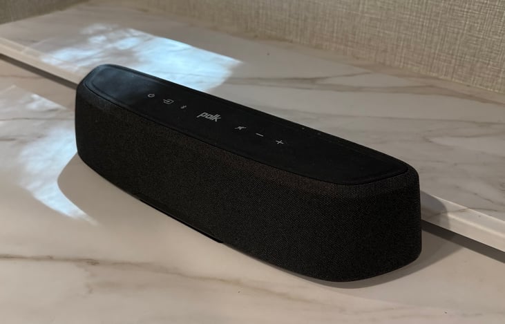 Polk premium sound bar with wireless subwoofer delivers rich, theater-quality audio for movies, music, and relaxing inside the RV.