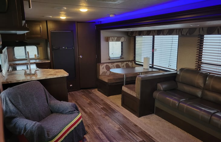 Couch folds into a nice and comfy bed
So does the dining room table