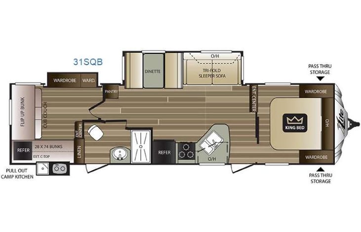 Representative floor plan provided by a trusted RVshare partner.