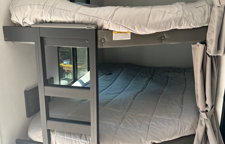 Double full size bunks perfect for a child and adult, or just a extra adult.