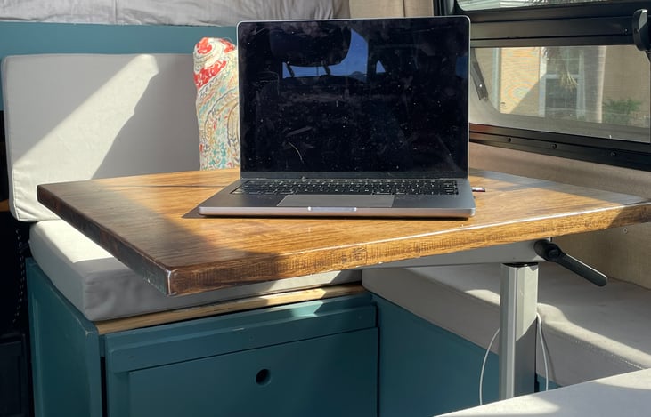 Always available table makes stoping for a nice roadside diner or quick email check easy and relaxing!