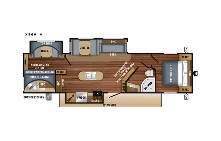 Representative floor plan provided by a trusted RVshare partner.