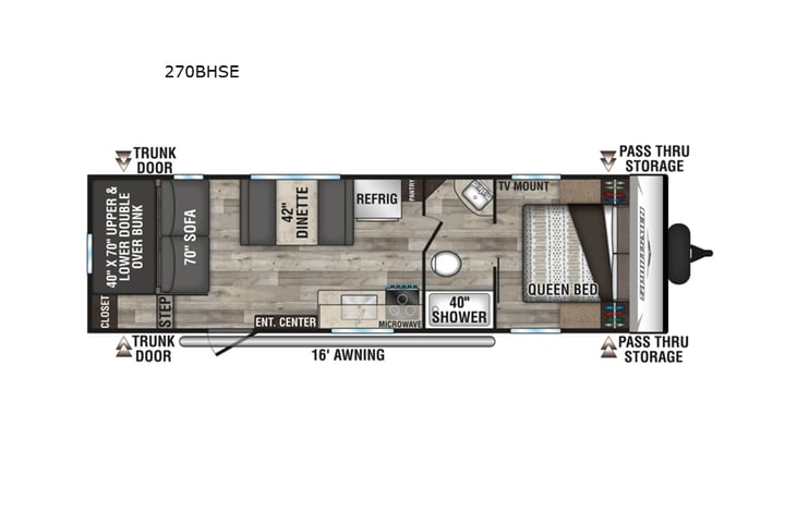 Representative floor plan provided by a trusted RVshare partner.