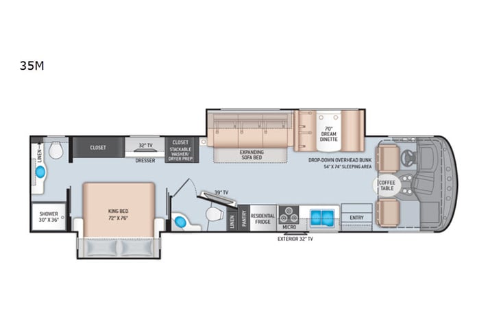 Representative floor plan provided by a trusted RVshare partner.
