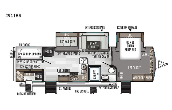 Representative floor plan provided by a trusted RVshare partner.