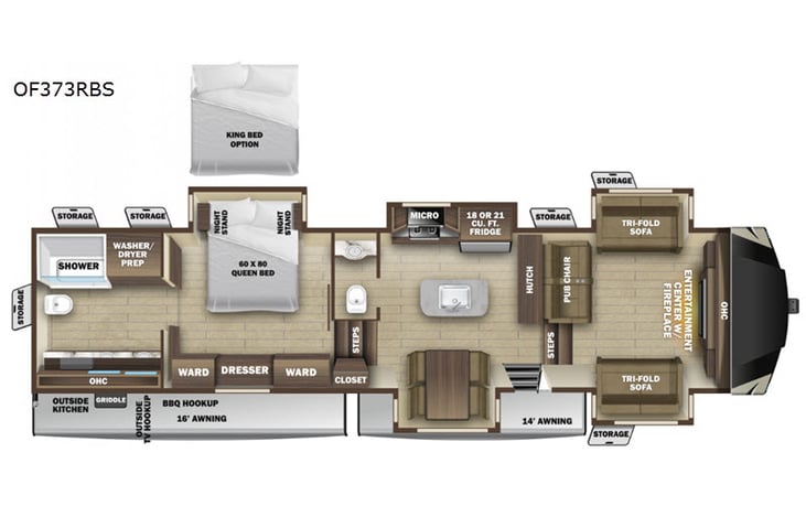 Representative floor plan provided by a trusted RVshare partner.