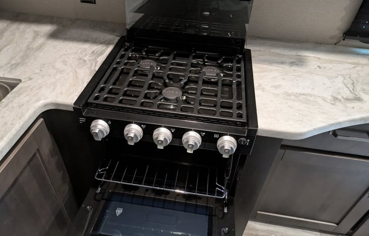 3-burner stove and oven.