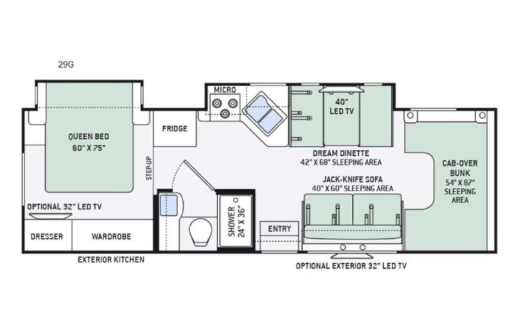 Representative floor plan provided by a trusted RVshare partner.