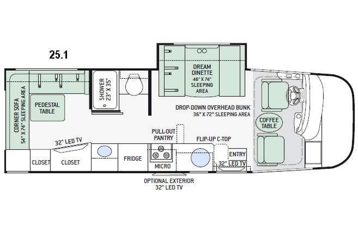 Representative floor plan provided by a trusted RVshare partner.