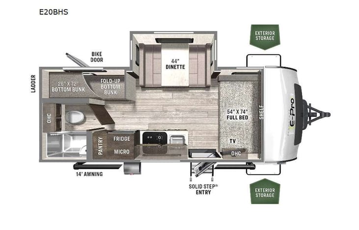 Representative floor plan provided by a trusted RVshare partner.