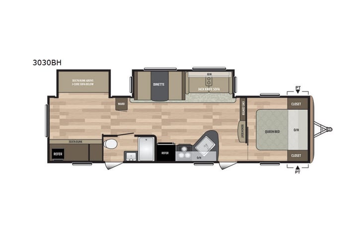 Representative floor plan provided by a trusted RVshare partner.