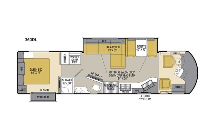Representative floor plan provided by a trusted RVshare partner.
