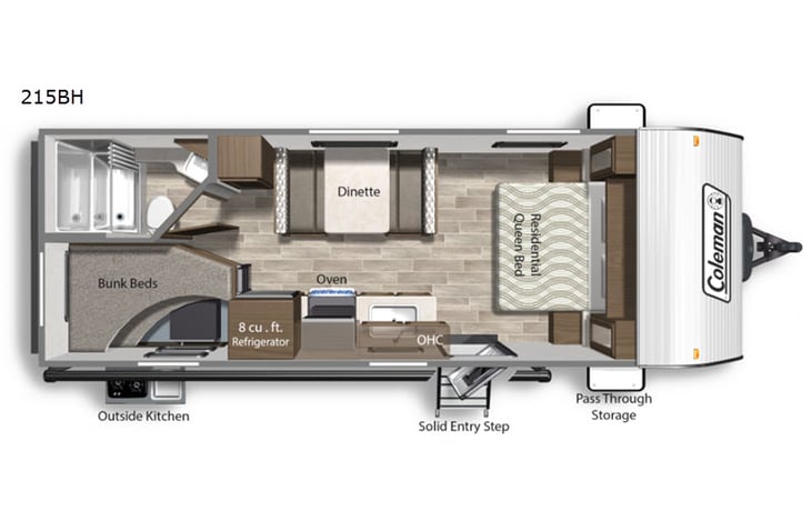 Representative floor plan provided by a trusted RVshare partner.
