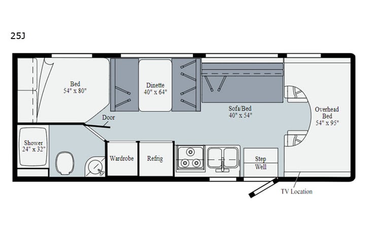 Representative floor plan provided by a trusted RVshare partner.