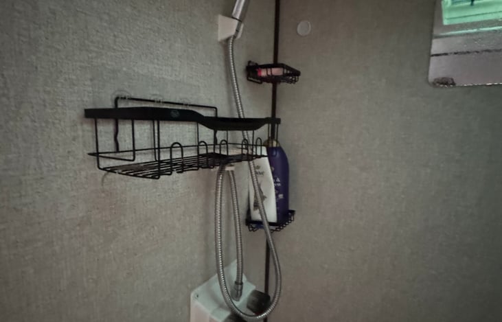 Upgraded shower head! Almost like home.