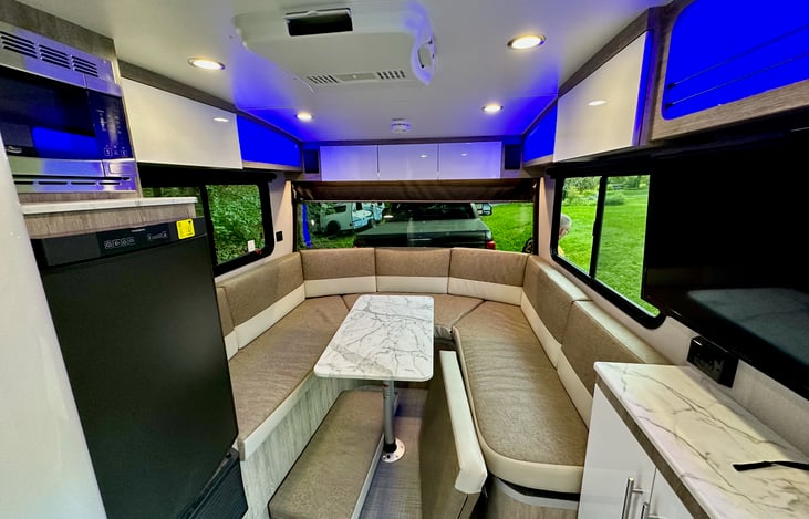 The dinette converts to a queen bed.