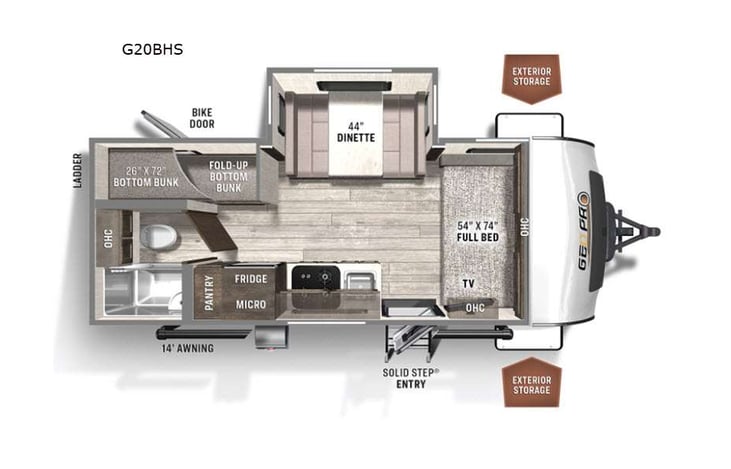 Representative floor plan provided by a trusted RVshare partner.