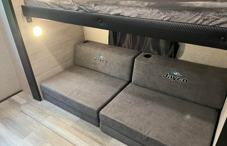 Bunkhouse: double fold out couches can fold out into one or two twin beds.