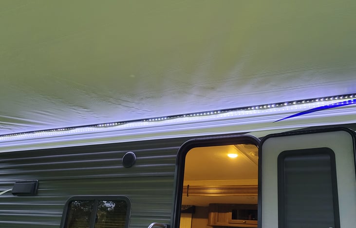 Led lights on the outside to light up the night when sitting under the awning