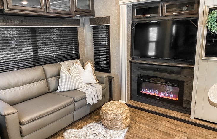 Fireplace is not only decorative but puts out a nice comfortable heat.