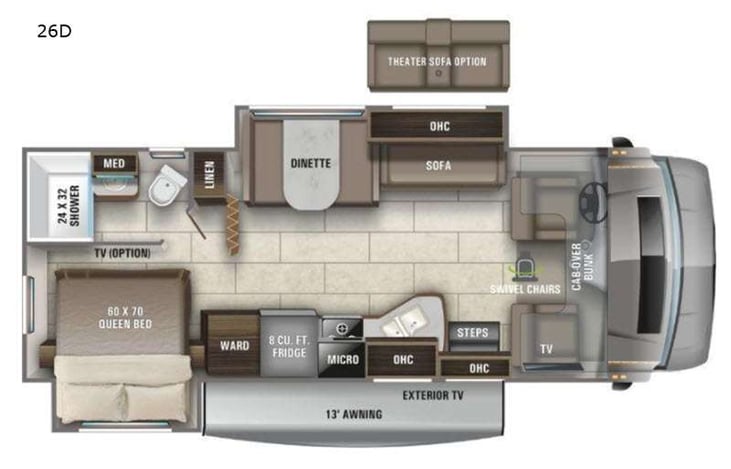 Representative floor plan provided by a trusted RVshare partner.
