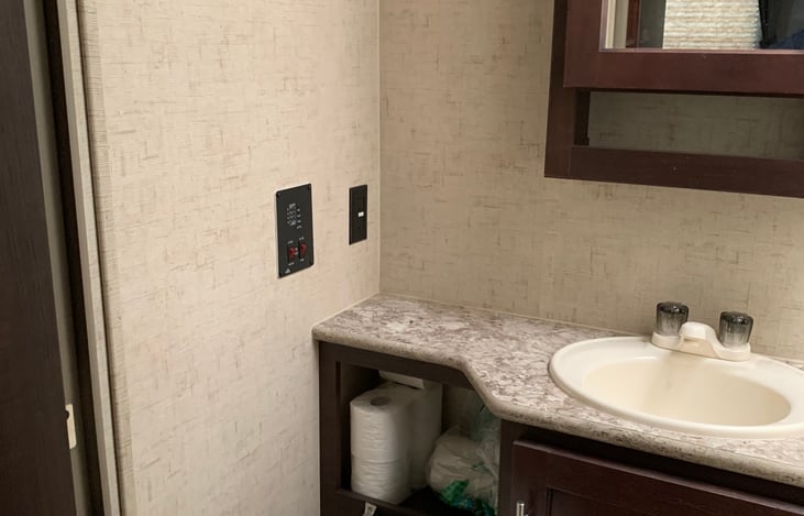 Bathroom sink and toilet