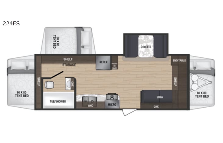 Representative floor plan provided by a trusted RVshare partner.