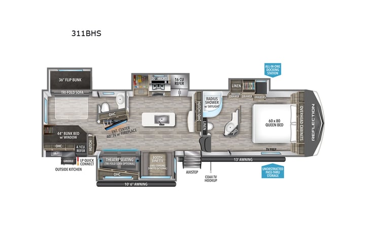 Representative floor plan provided by a trusted RVshare partner.