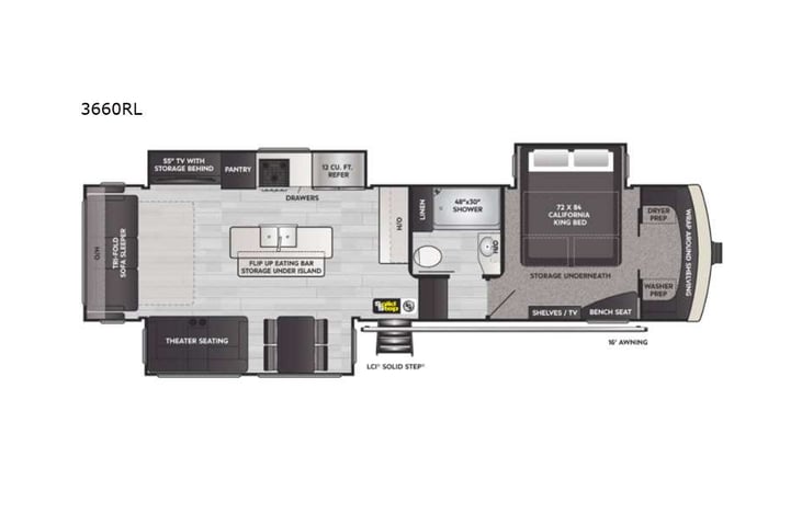 Representative floor plan provided by a trusted RVshare partner.