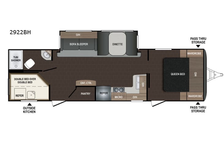 Representative floor plan provided by a trusted RVshare partner.