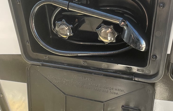 Outdoor shower with hot-cold water