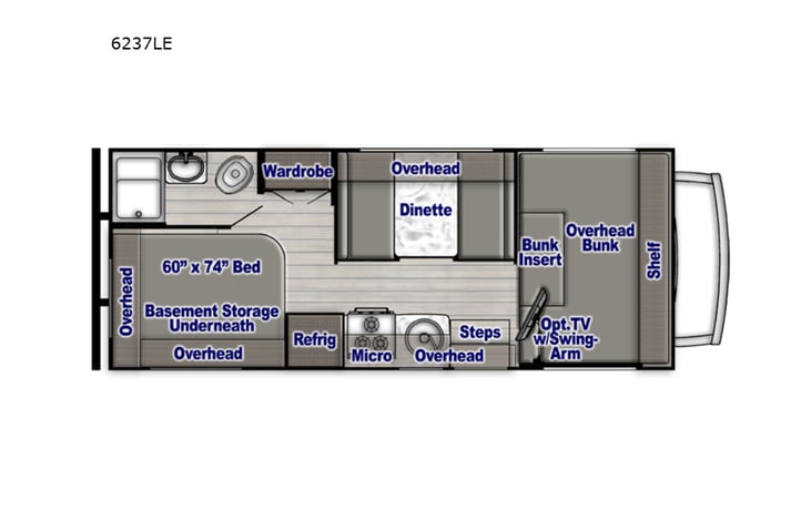 Representative floor plan provided by a trusted RVshare partner.