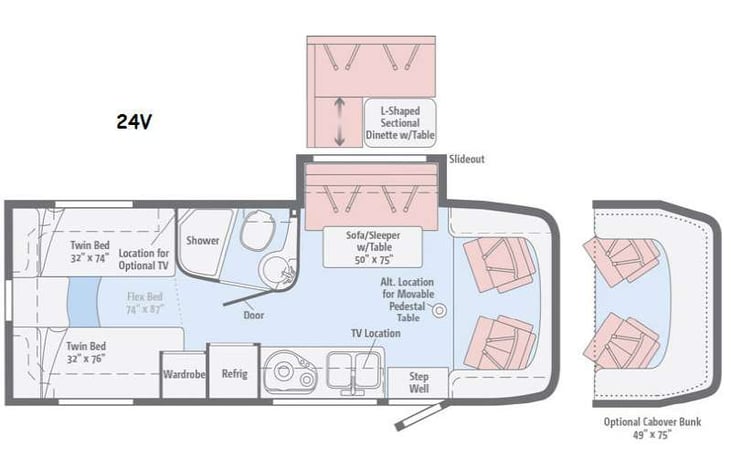 Representative floor plan provided by a trusted RVshare partner.