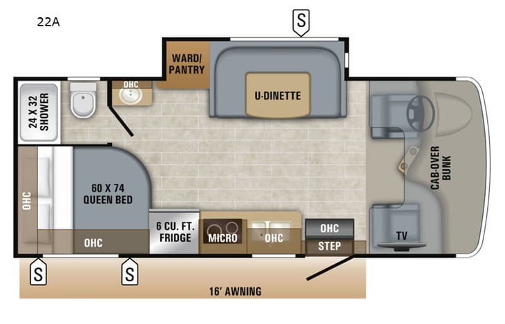 Representative floor plan provided by a trusted RVshare partner.