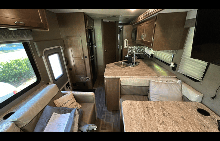 Rv with slide closed