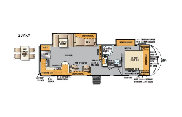 Representative floor plan provided by a trusted RVshare partner.