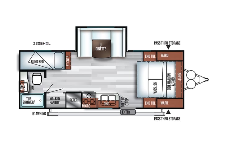 Representative floor plan provided by a trusted RVshare partner.