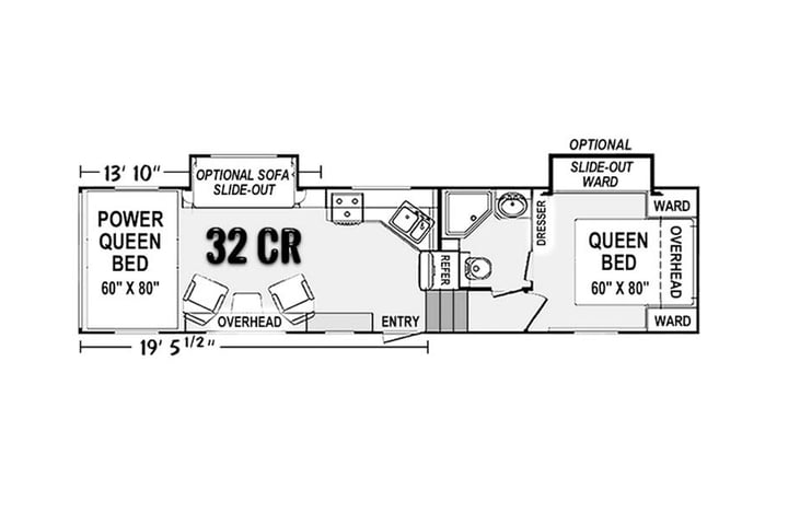 Representative floor plan provided by a trusted RVshare partner.