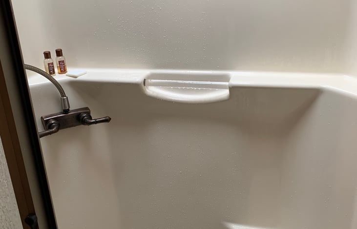 Shower is across from bathroom so no waiting in line.