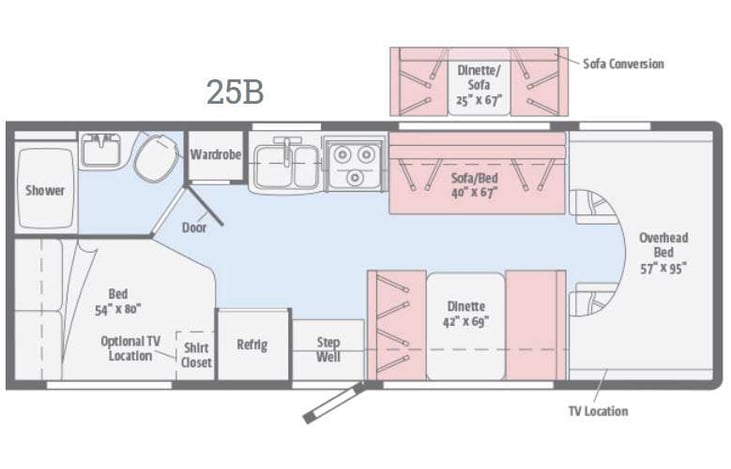 Representative floor plan provided by a trusted RVshare partner.
