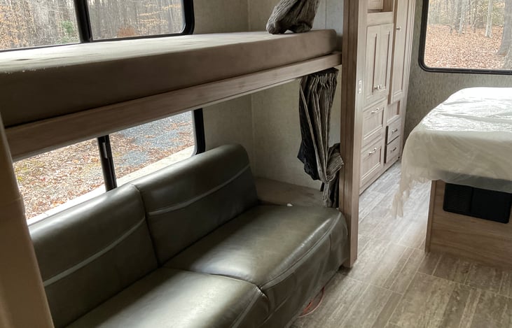 Bunk beds or bottom can be seats with seatbelts