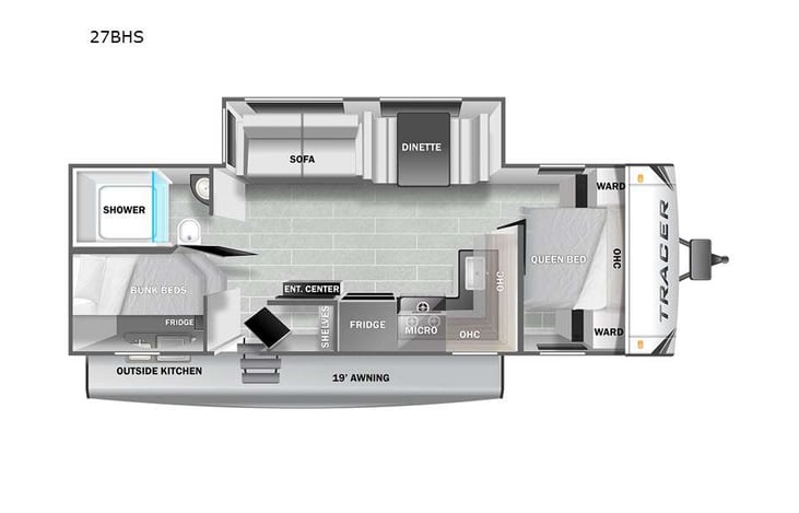 Representative floor plan provided by a trusted RVshare partner.