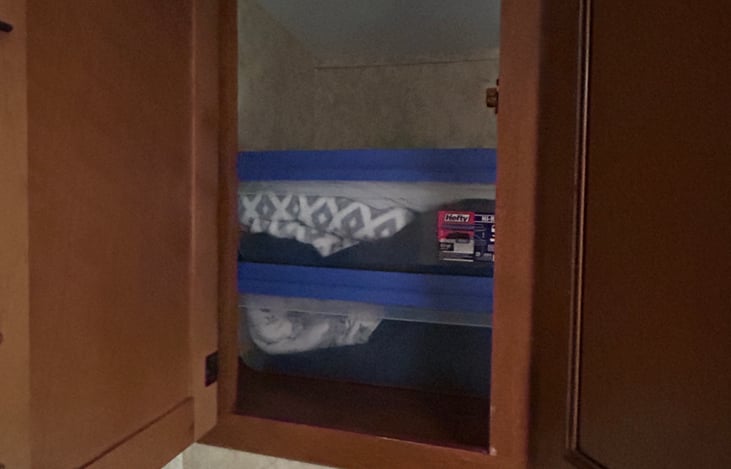 Each tote has bedding and pillow for the couch and the table.