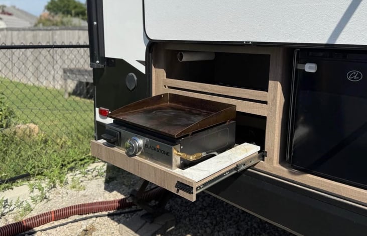 Blackstone grill and outdoor fridge included!