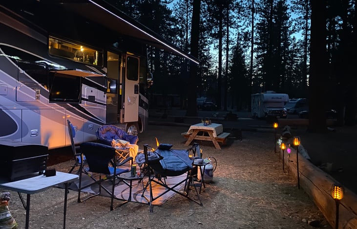 Camp chairs and propane fire pit included